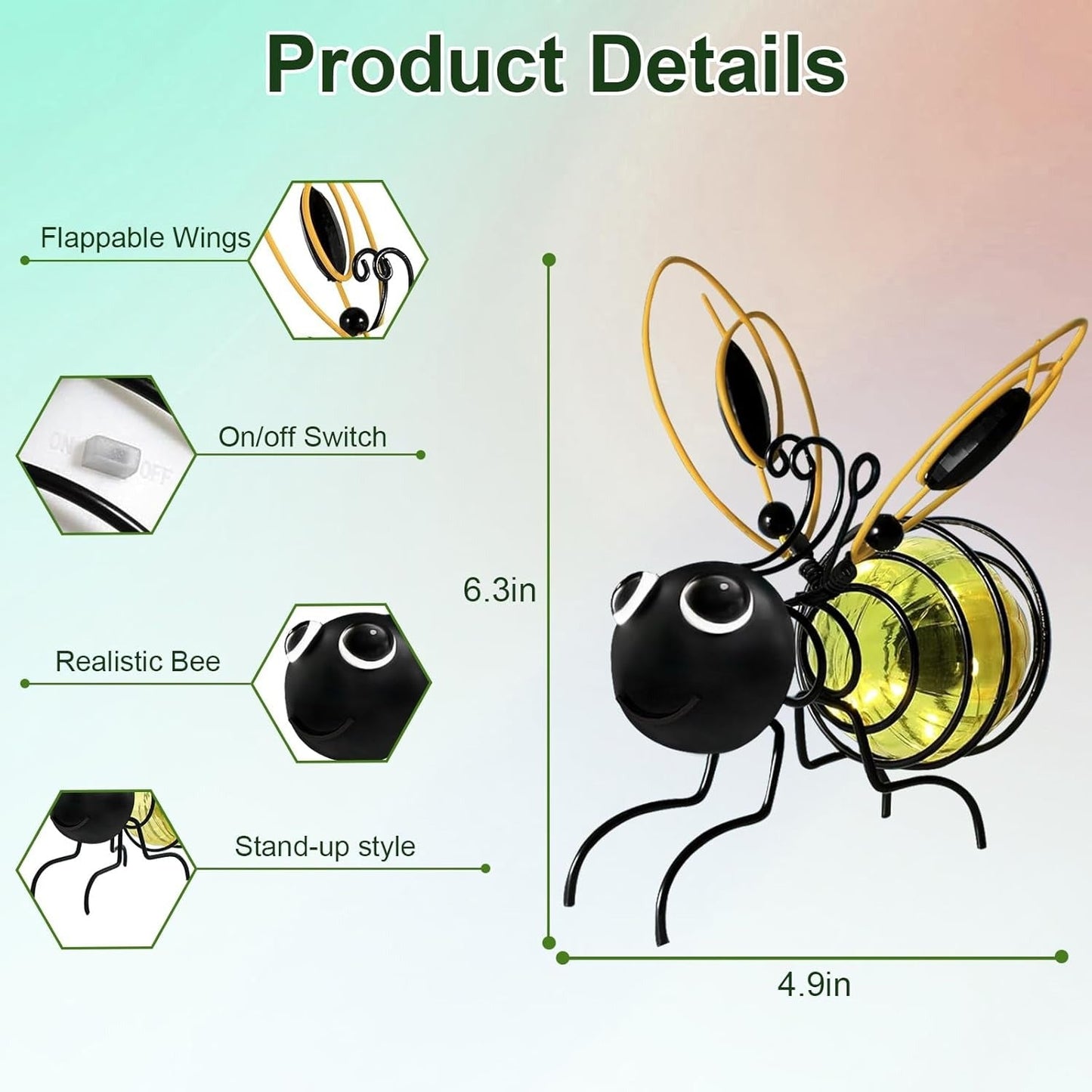 🐝Outdoor Hanging Solar Bee Light - Perfect Gift For Plant Lovers Moms Or Literally Anyone Who Smiles❤️